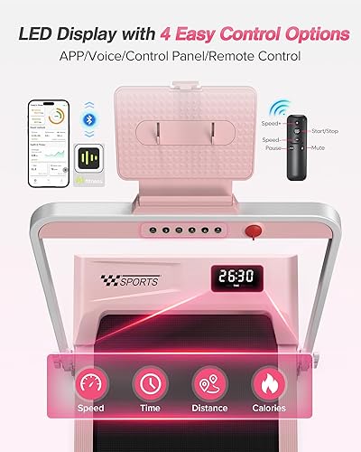 Miniatura 5 de WELLFIT Foldable Treadmill with Incline, 320 LBS Capacity Walking Pad with Handle Bar, Portable Walking Pad Treadmills for Home, Under Desk