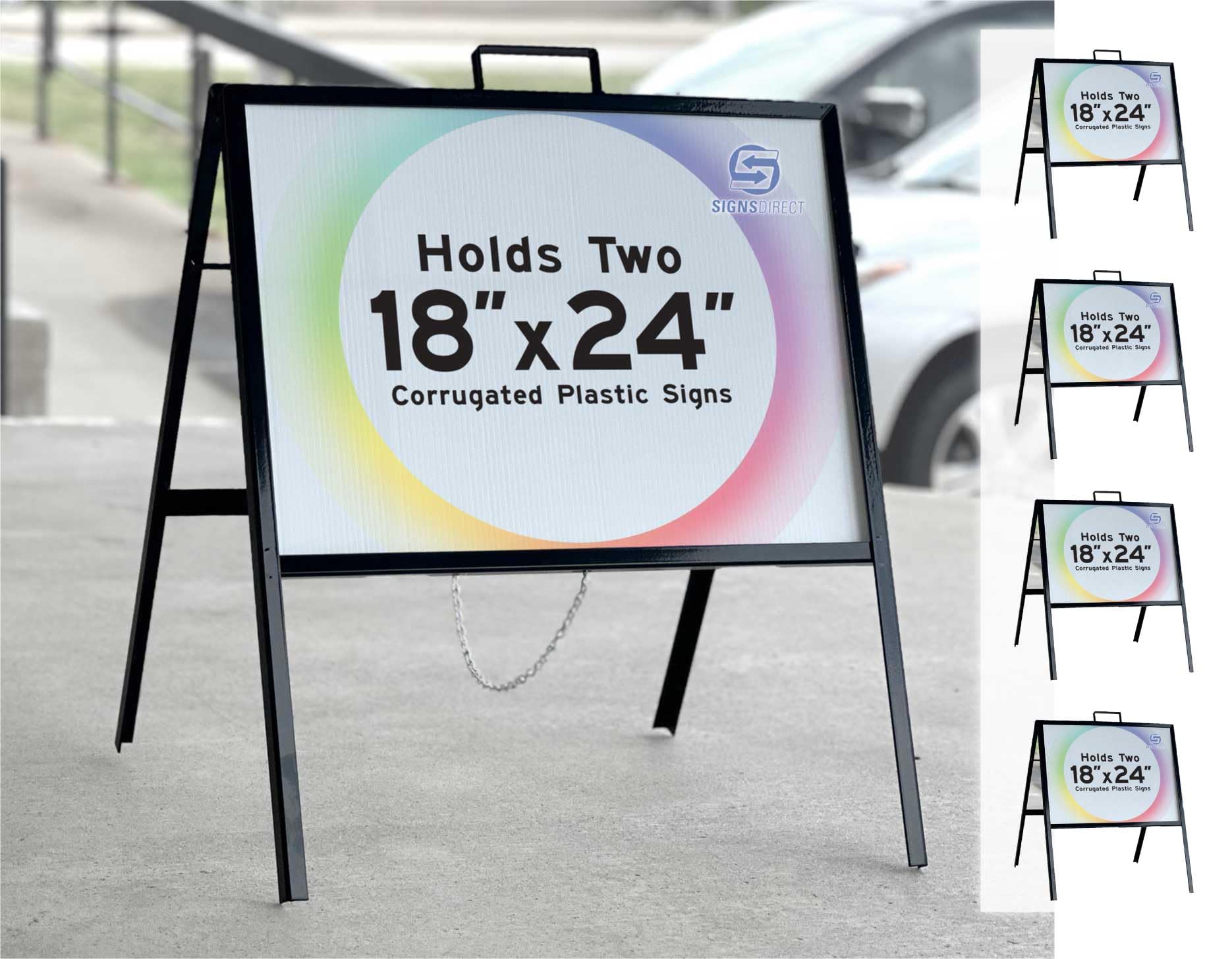 4-pak metalowych tablic chodnikowych w kształcie litery A z górnym uchwytem oznacza znaki nieruchomości 61 cm x 45 cm