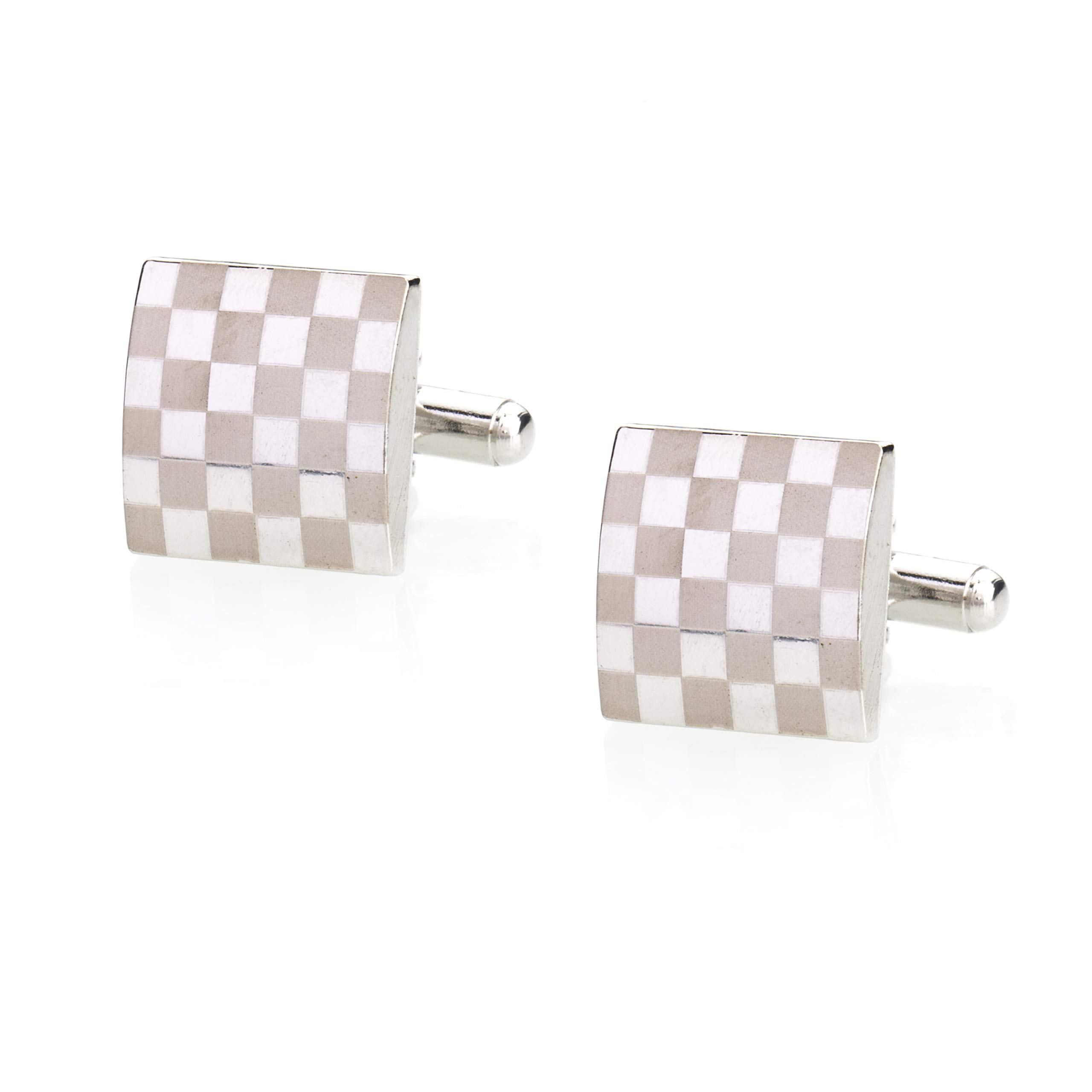 shining jewel - by shivansh Shining Jewel Elegant Fancy and Designer Silver Plated Cufflinks for Men - Elegant Checkered Design (SJ_7118)-picture-13