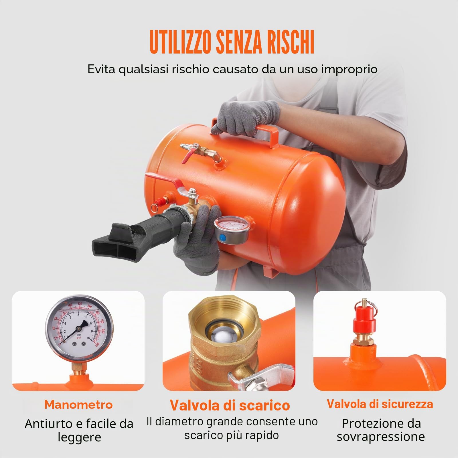 VEVOR Gonfiaggio pneumatici Gonfiaggio pneumatici Stallonatore 19 L, 400 x 535 x 295 mm Regolatore di talloni 85-116 psi Gonfiaggio pneumatici per auto, camion, fuoristrada e trattori
