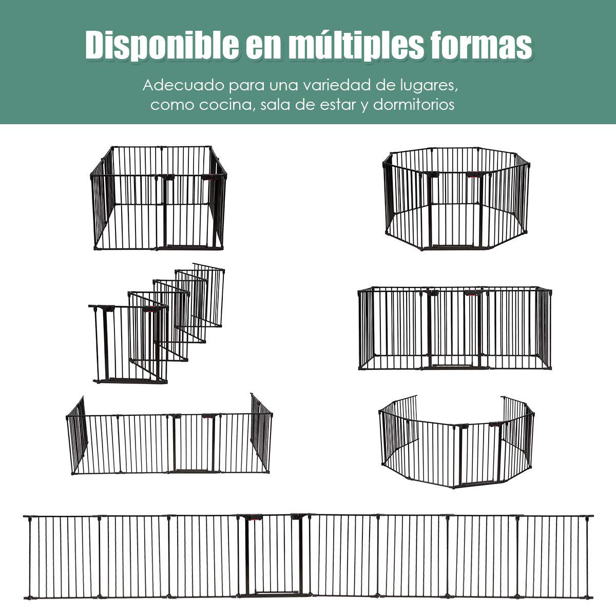 COSTWAY Barrera de Seguridad para Niños Perro Mascota Rejilla de Protección Plegable para Chimenea Escalera Puerta (Negro)