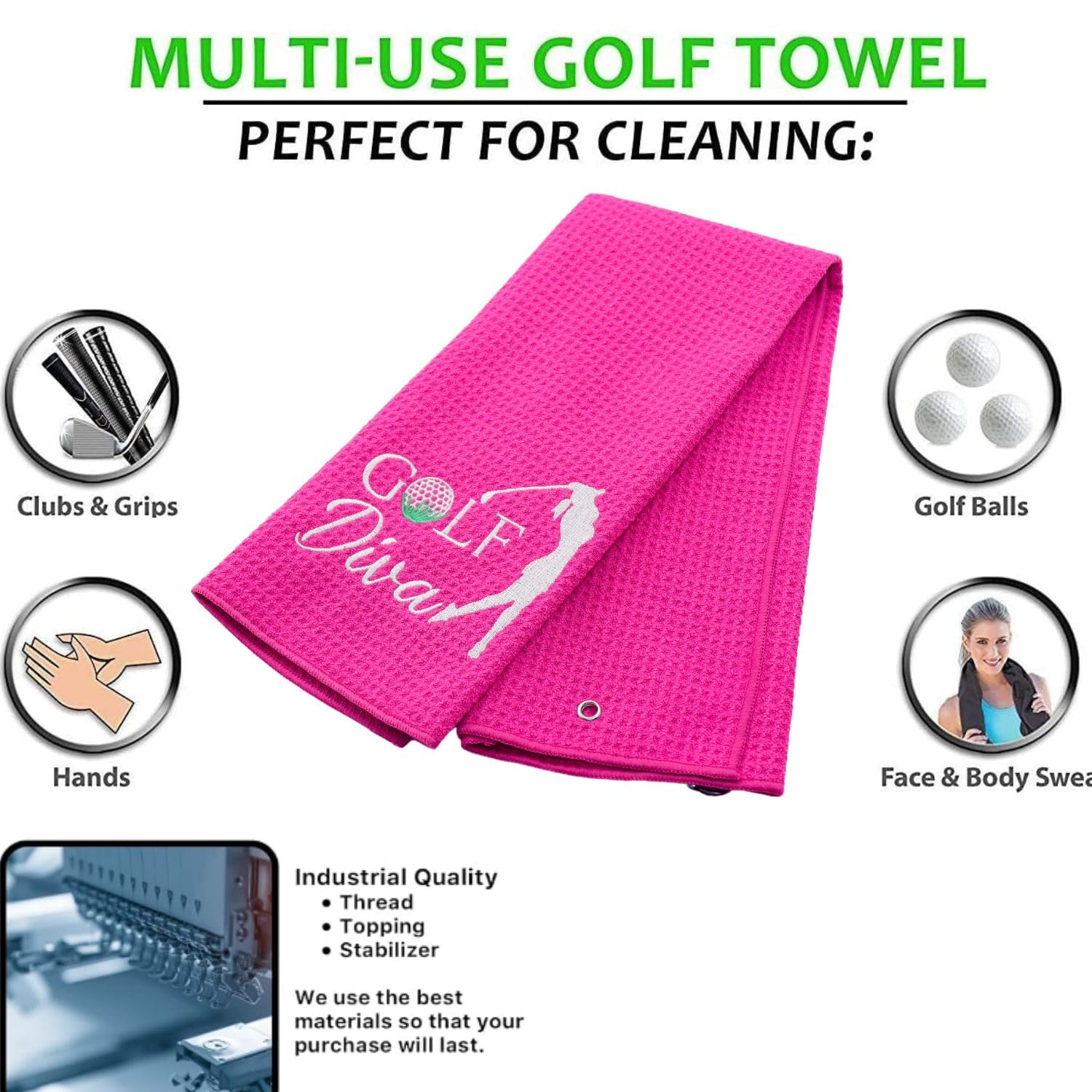 Divertida toalla de golf bordada para bolsas de golf con clip, regalos de golf para hombres y mujeres, accesorios de toalla de golf, regalo de cumpleaños de Navidad para abuelo, padre,