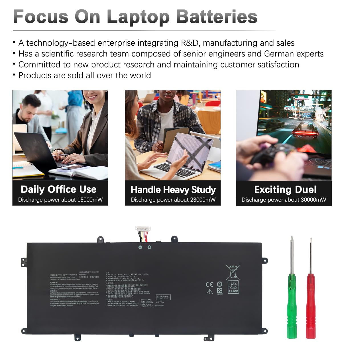 67Wh C41N1904 C41N1904-1 Batterie pour ASUS ZenBook UX325E UX325EA UX325J UX325JA UX425E UX425EA UX425J UX425JA UX363J UX363JA UX363EA S435E UX371E UM425I UM425IA UM325U UX393EA BX325JA