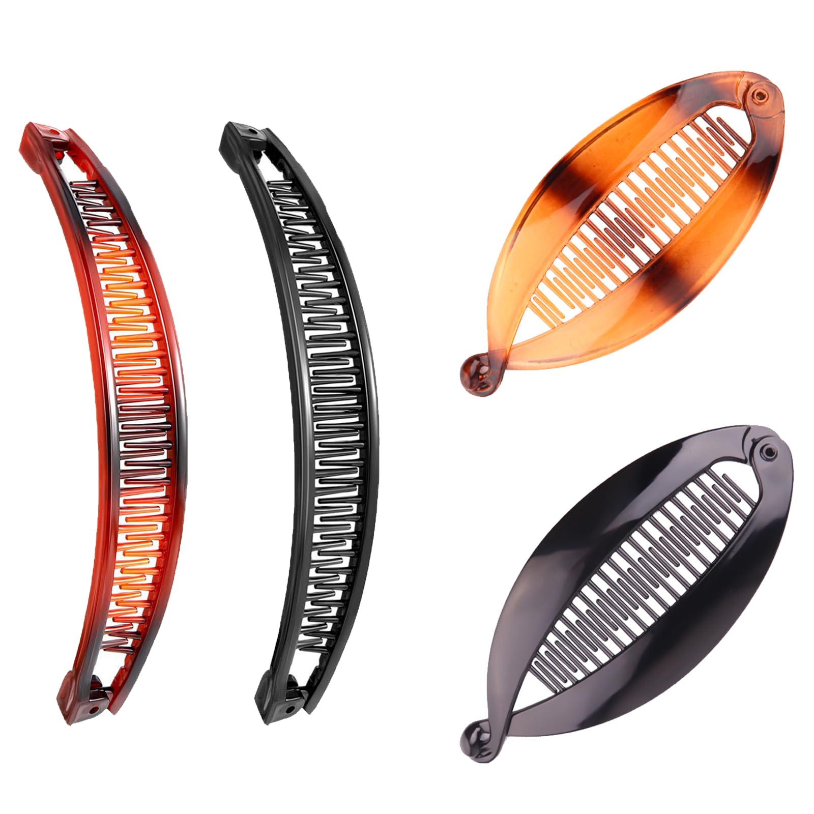 fKiZanthene Banana Hair Clips Set, 4-Piece with 2 Fishtail and 2 Double Comb Claws