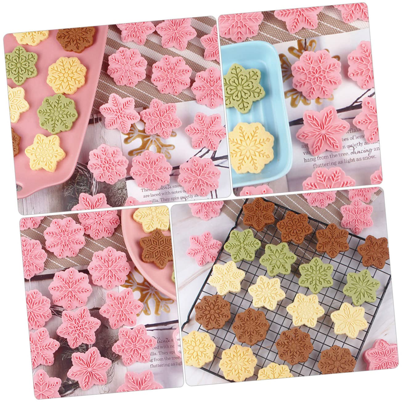 PRETYZOOM 54 Pezzi Stampino Fiocco di Neve Regali di Caramelle Stampo da Forno Natalizio Forniture da Forno Natalizie Stampo per Biscotti Timbri per Biscotti Biscotto Fiocco di Neve Pp Rosa