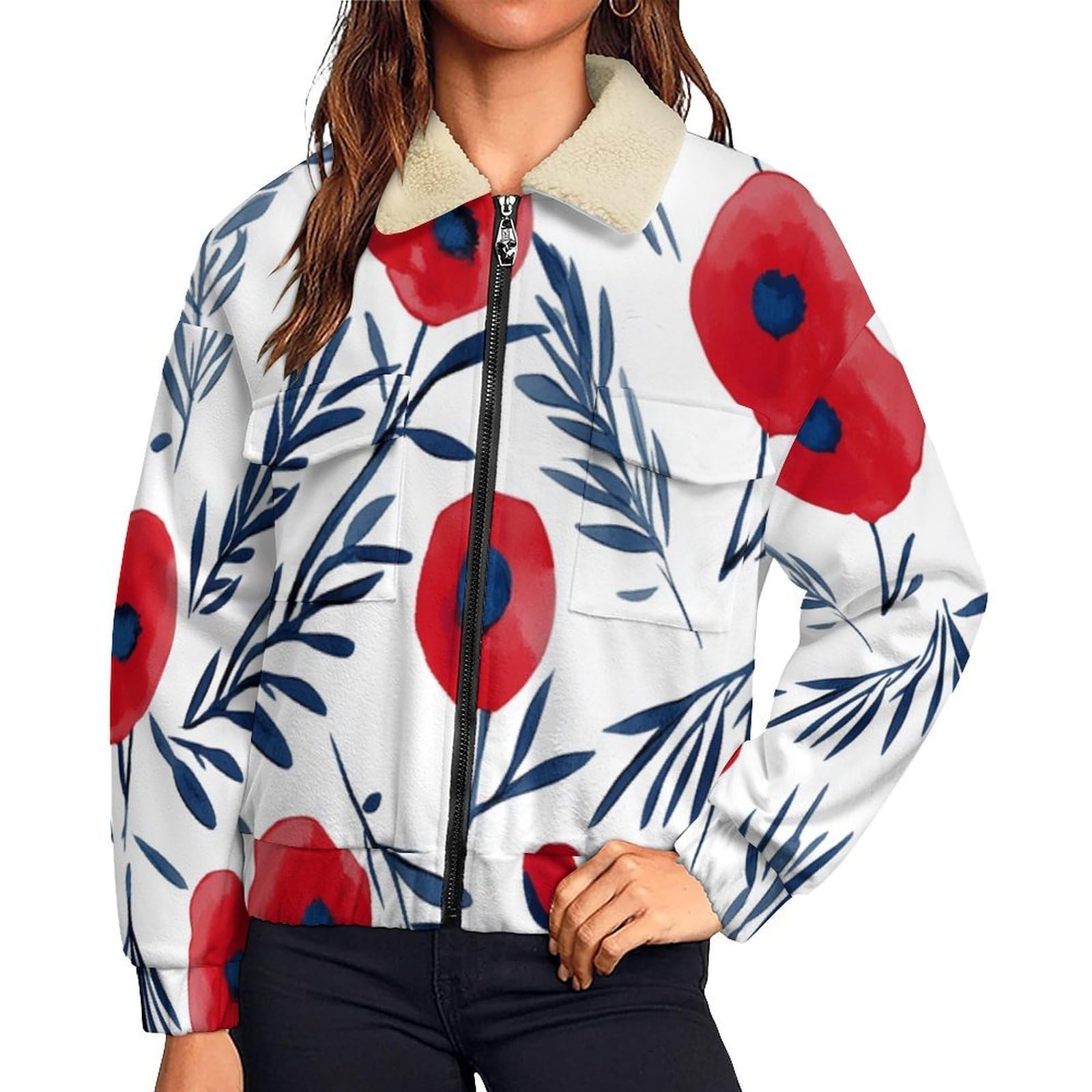 Felpa Donna Pile Invernale Caldo con Cerniera, Giacca da Camera Invernale Corta Pile Giacche, Papavero Cappotto In Peluche Sherpa Giubbotto Fleece Comoda