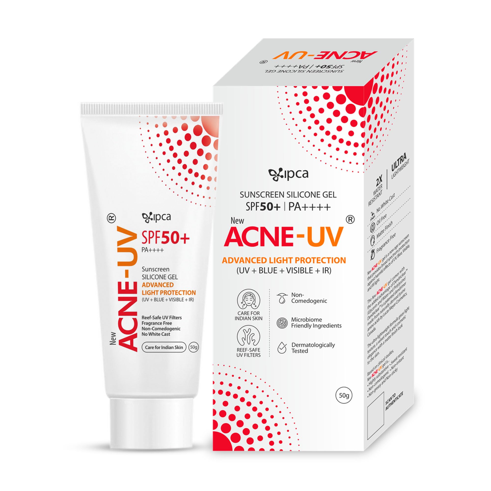 Acne-UV Sunscreen SPF50 PA+++ | Acne UV Gel Sunscreen | Non Comedogenic Silicone Gel | Oil-Free | UVA/UVB Protection | Water Resistant | No White Cast | Suitable for All Skin Types