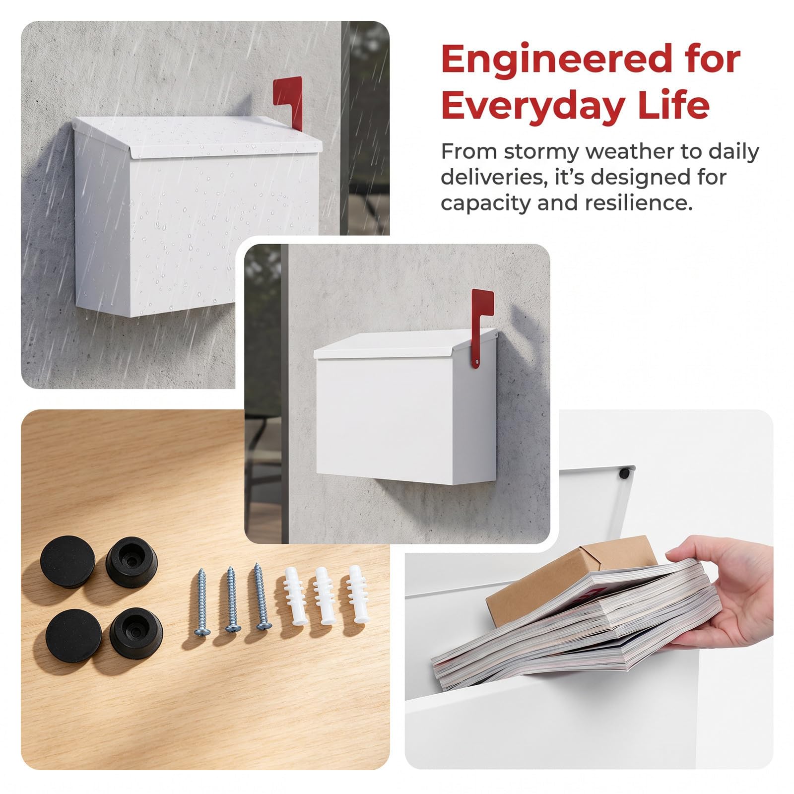 SUPVOX Cassetta Postale Decorativa da Parete Bianca in Metallo per Esterno