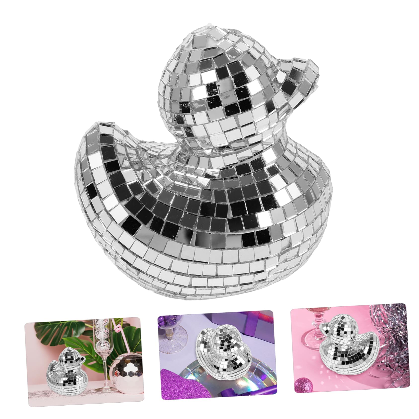 Cabilock 5 Piezas Pato Discoteca decoración hogar Bola de Discoteca de Escritorio decoración de Mesa de Bola de Discoteca Bola de Espejos Bola de Discoteca Efecto de luz Espuma