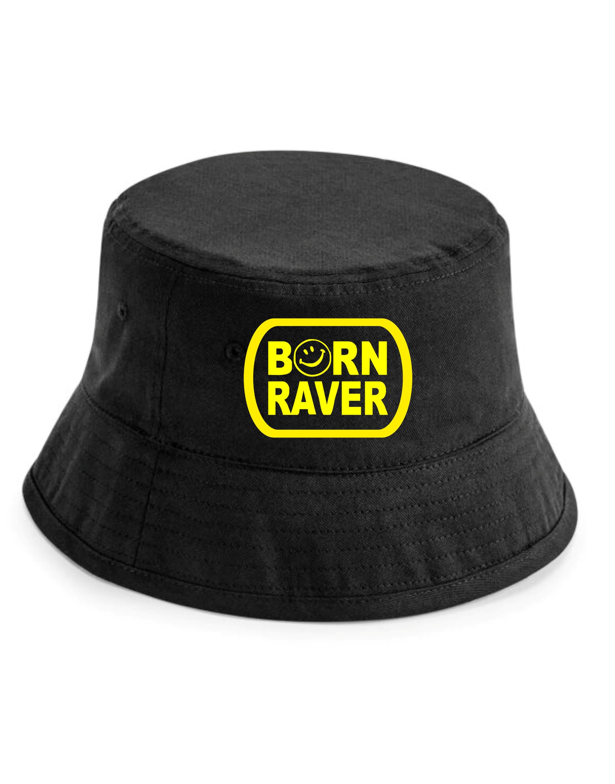 Print4U Born Raver Bucket Hat Dance Techno Funny Slogan Birthday Present Black SM