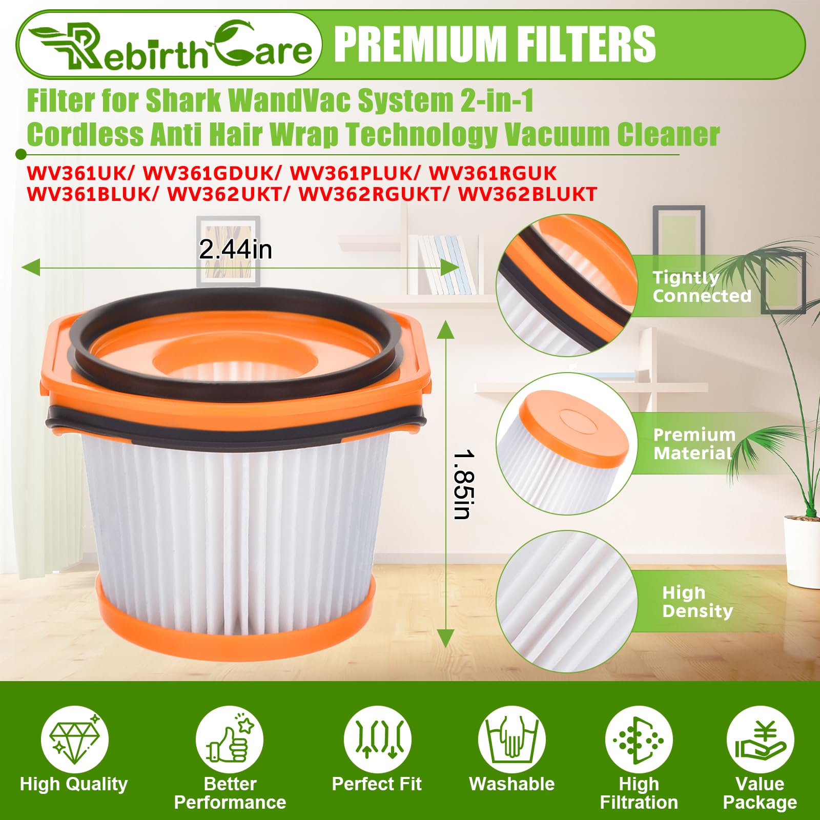 4/8X Filter for Shark WandVac 2-in-1 WV361UK WV361GDUK WV362UK