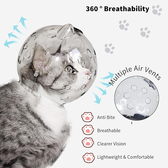Foto 5 de 6 de PETCUTE Bozales para Gatos,Bozales Transpirables Antimordida para Gatitos,Cabeza Transparente Protectora…