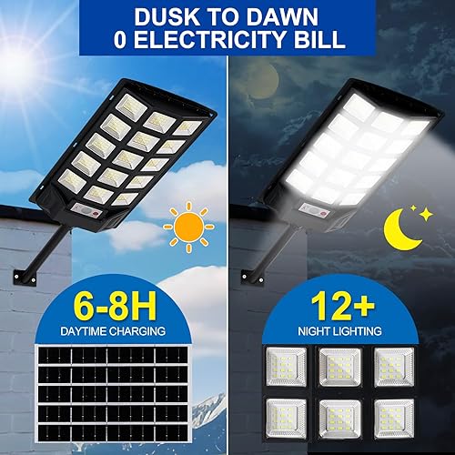 Miniatura 3 de Luces solares para exteriores, luces solares impermeables IP66 con sensor de movimiento y control remoto, lámparas de calle de 6500 K del atardecer