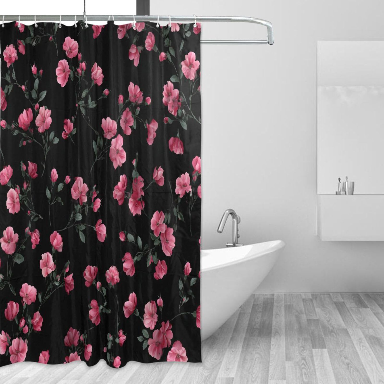 DUOBU Little Flowers Shower Curtain Washable Waterproof Fabric Bath Curtain 60x72Inch Shower Curtains with Hooks for Bathroom Decor