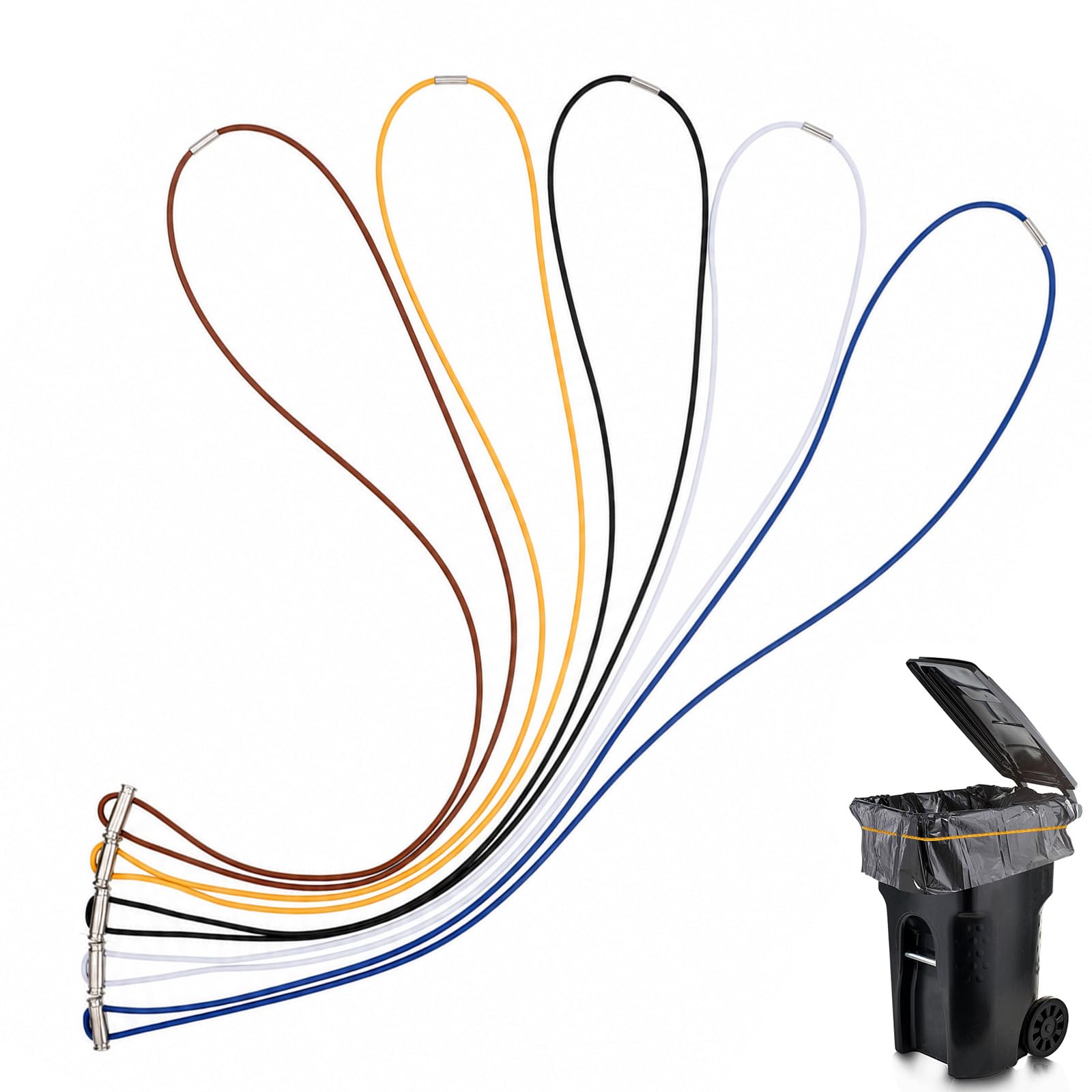 Ajcotahm 5 PCS Trash Can Rubber Bands, Adjustable Large Garbage Can Bands