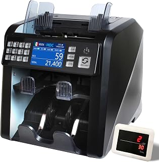 15000 Money Counter Machine - Mixed Denomination Bill Counter with Two Pockets, Dual CIS Sensor, USD & CAD, UV,MG,MT, and IR Counterfeit Money Detector, Bank Quality with External Display