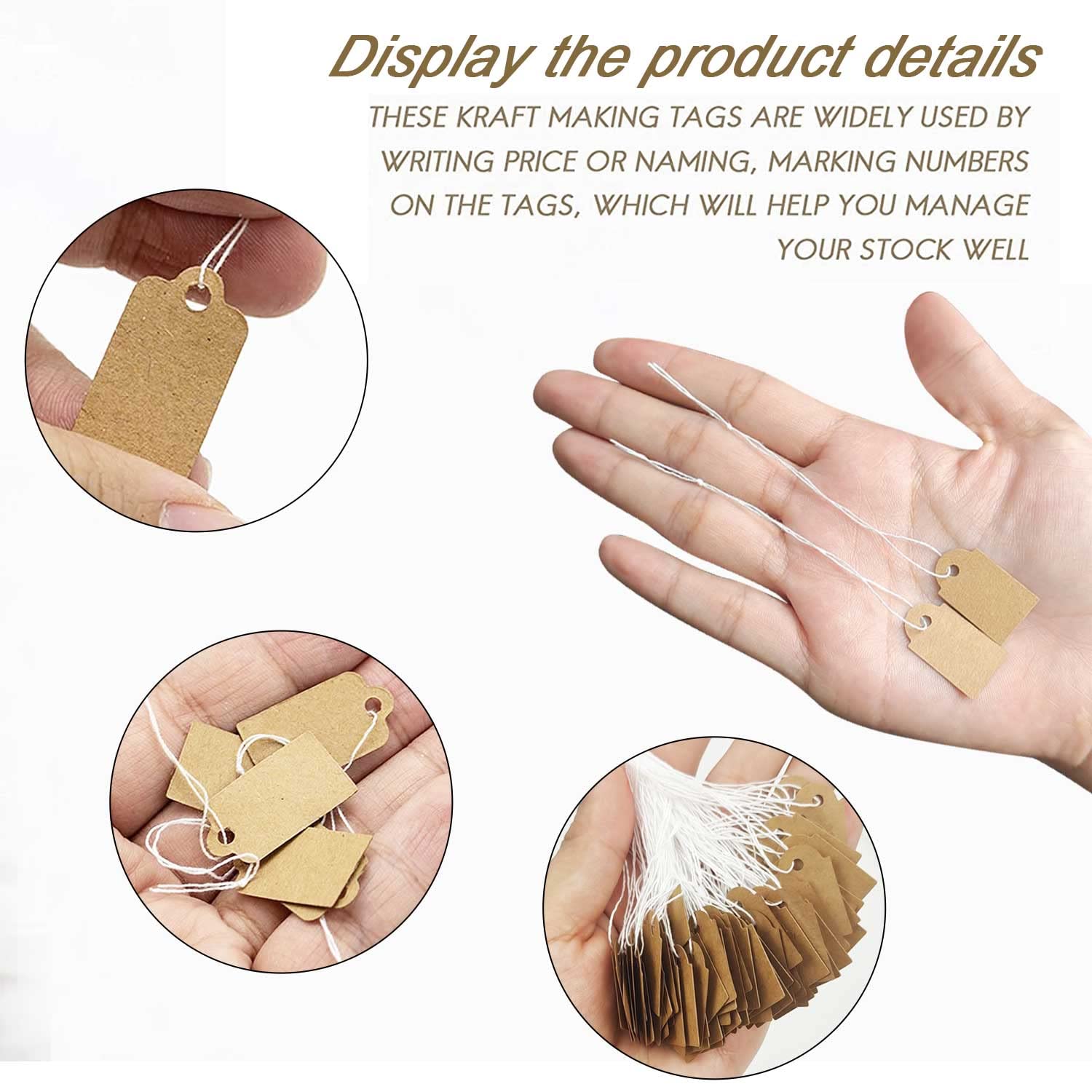 Cartellini Prezzi JijAcraft Con Cordino - 500 Pezzi 45x25mm Per Gioielli E Abbigliamento - Foto 10