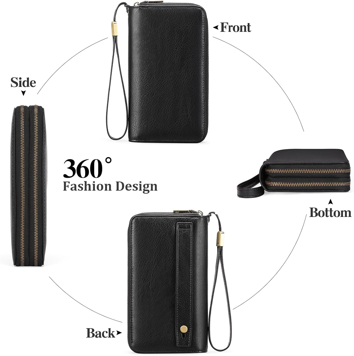 GAEKEAO Wallet for Women Clutch RFID Blocking Wristlet Leather Purse Large Capacity Credit Card Holder with Grip Hand Strap - Image 5