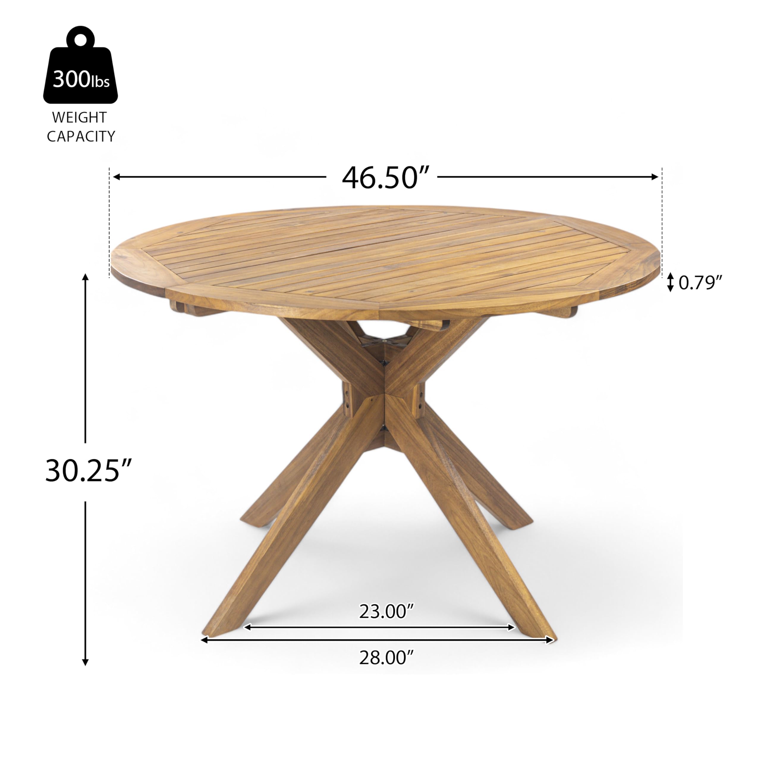 Christopher Knight Home Stamford - Mesa de comedor redonda de madera de acacia para exteriores, acabado de teca 3