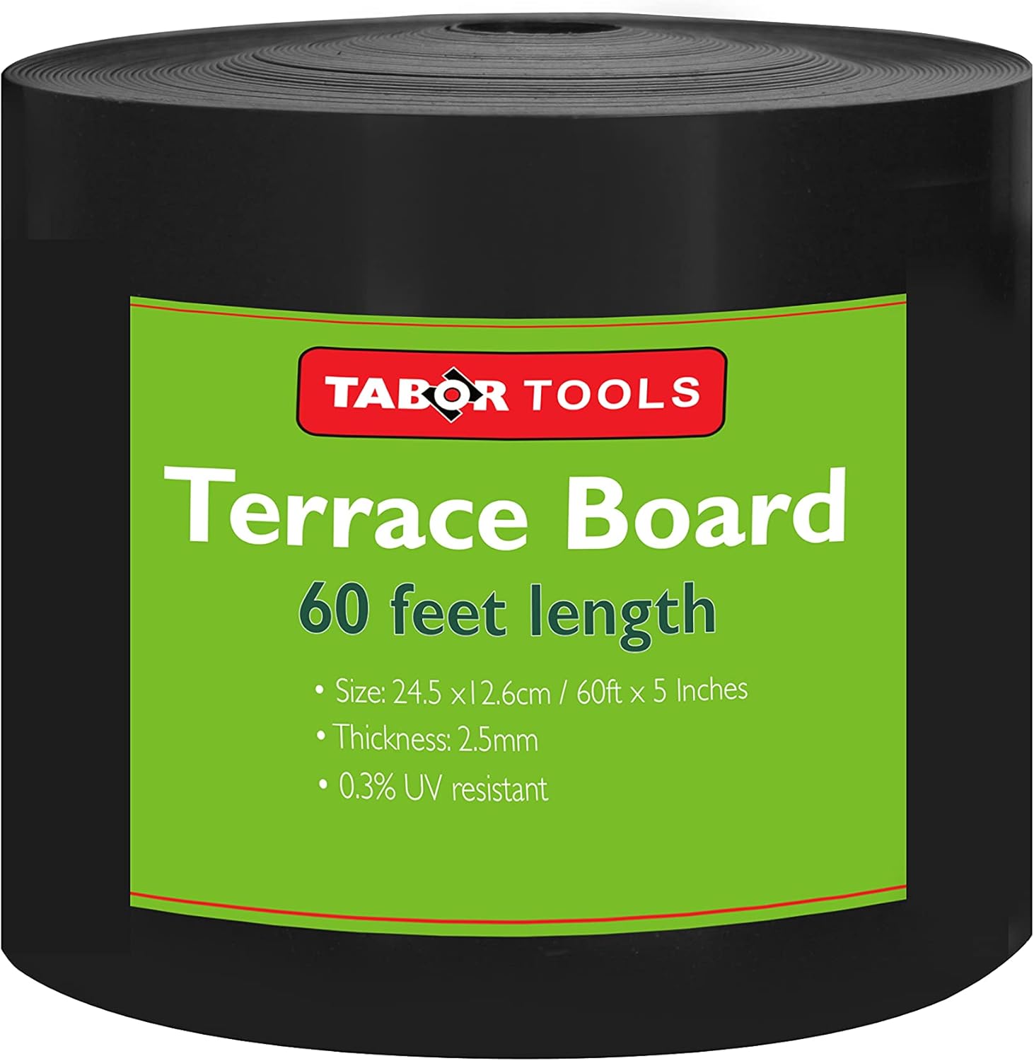 TABOR TOOLS Terrace Board, Landscape Edging Coil, Grass Barrier, Bender Board, Garden Liner, 1/10 = 0.1 Inch Thickness, 5 Inch High. ES30. (Black, 20 FT)