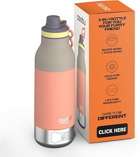 Miniatura 10 de asobu Dog Buddy Bottle - Botella de agua aislada de acero inoxidable para un ser humano con cuenco de agua extraíble para perro y cuenco de