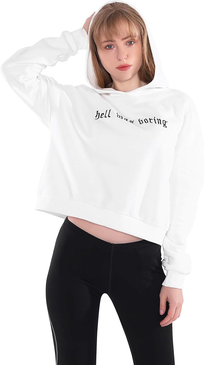 Cropped Hoodie Dames Mode Grappig Zwart Wit Katoen Capuchon Sweatshirt Hoody  Kleding Los Groot Maten Oversized : Amazon.nl: Kleding, schoenen \u0026 sieraden