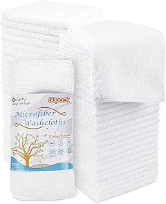 Orighty Washcloths Bulk Towels Set 50 Pack Highly Absorbent and Soft Feel Microfiber Face Cloths Multi-Purpose Wash Cloths