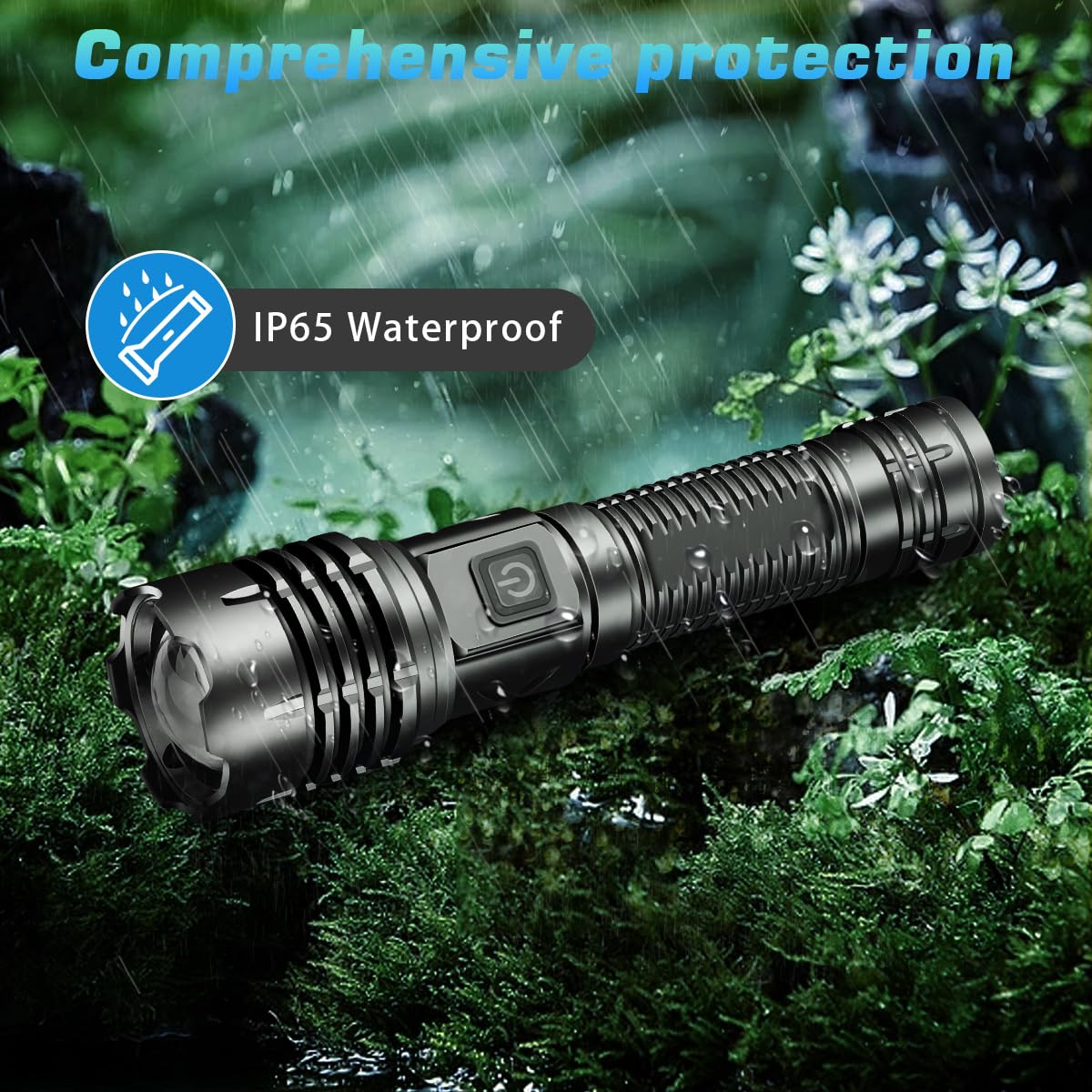 Torcia LED Ricaricabile 20000 Lumen, XHP70, Impermeabile IP67, Con Batteria E Custodia - Messa A Fuoco Regolabile, 5 Modalità Per Campeggio Ed Emergenza