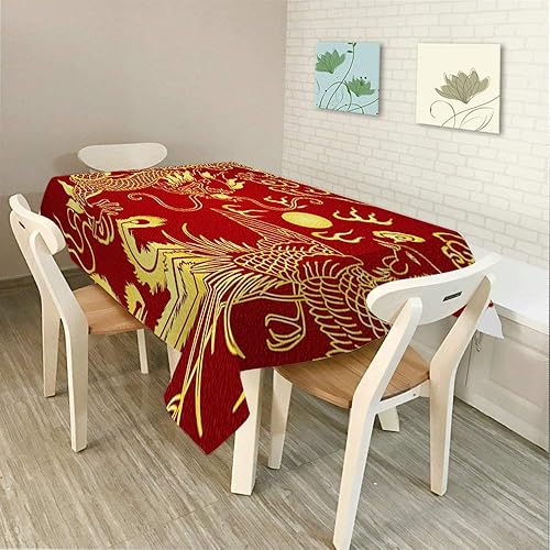 Miniatura 2 de Moslion Mantel rectangular decorativo con diseño de dragón chino para comedor, barbacoa, picnic, mesa de café, 60 x 84 pulgadas