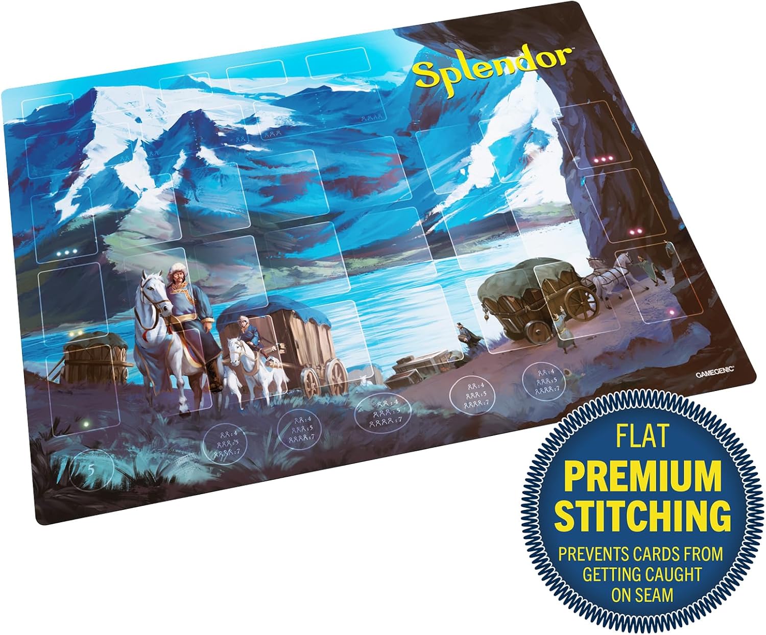 Gamegenic Splendor Game Mat – Premium Stitched-Edge Playmat for Splendor Base Game & Expansions, Full Color Printed, Anti-Slip, Cushioned Surface (70 x 55 cm), Includes Exclusive Noble Tile