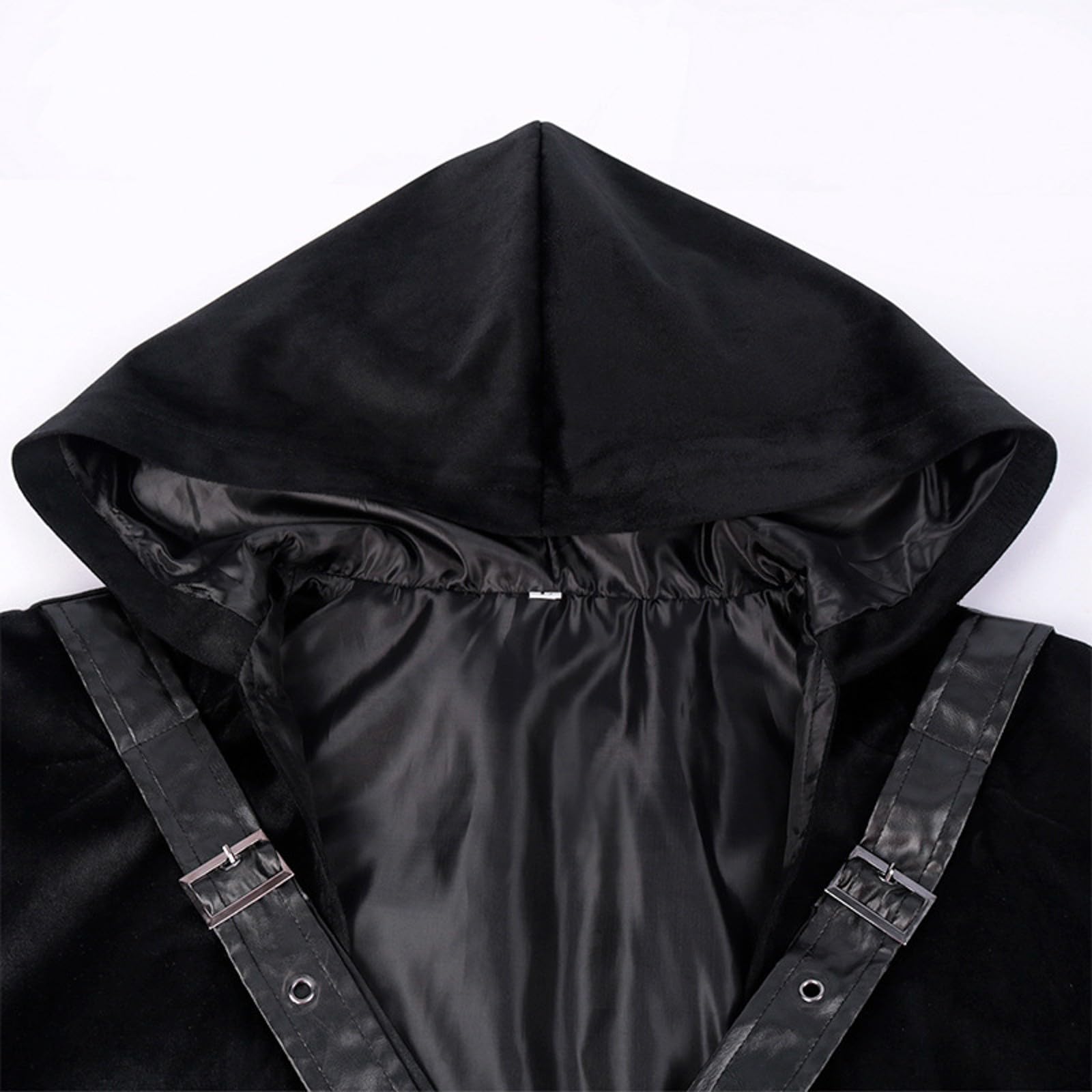 Costume da Halloween da donna spaventoso mantello nero da strega Costume di Darth Vader Mantello Medievale Cappotto con Cappuccio Carnevale Vestito Festivo Adulto Cloak