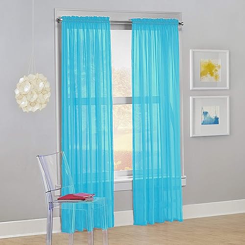 Decotex - Juego de 2 cortinas transparentes de gasa para ventana.