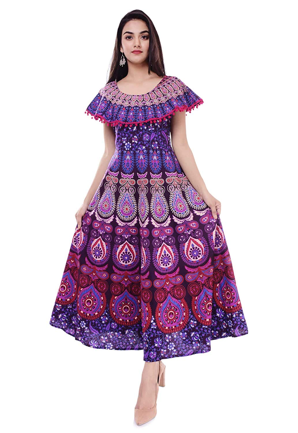 Women's Maxi Empire Waist Dress (PFJD0004_Purple_Free Size)-image-10