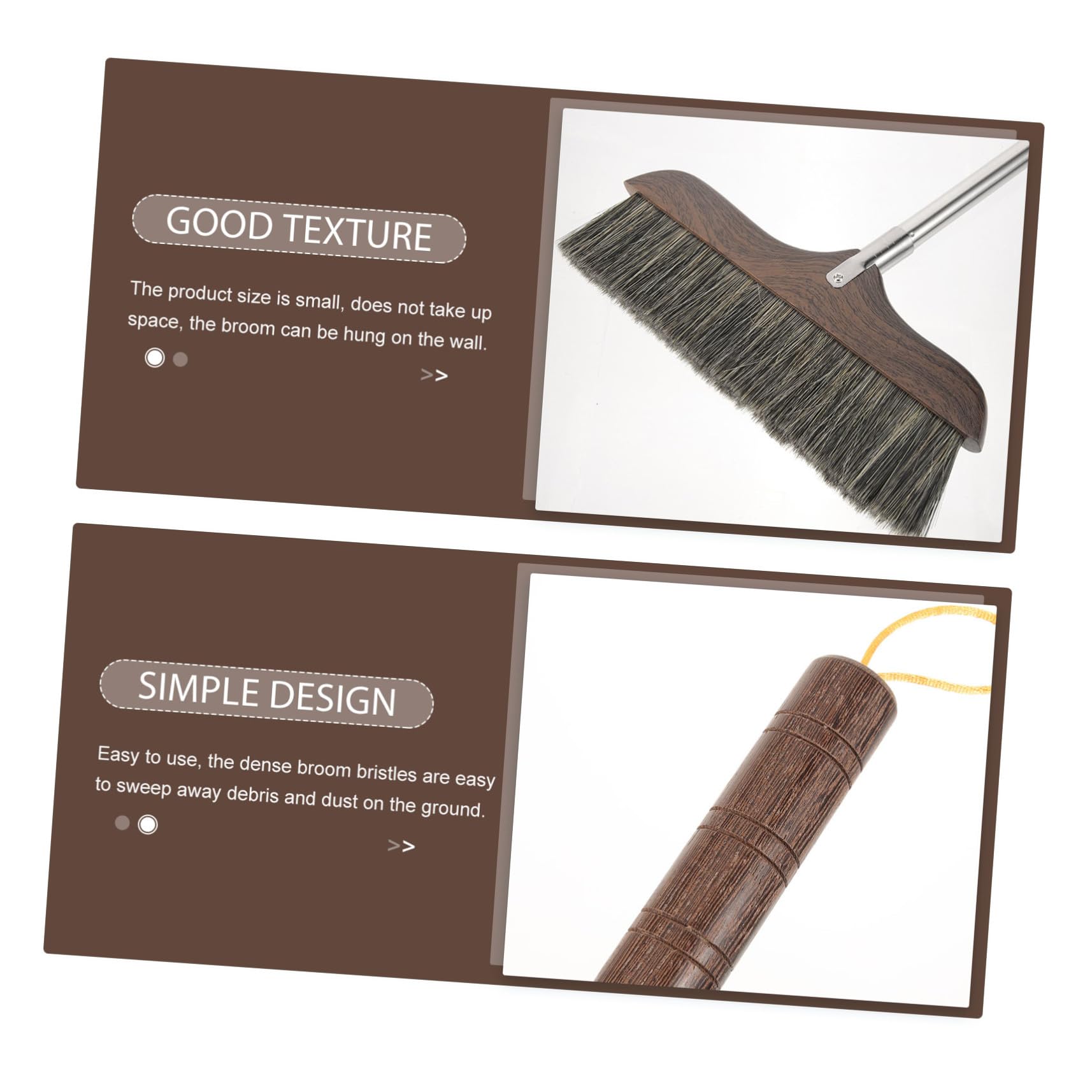 Escoba y Diseño Creativo Mango Largo de Acero Inoxidable Lado Plano de Cerdas de Cerdo para Mejor Ajuste para Limpieza de Pisos y Hogar