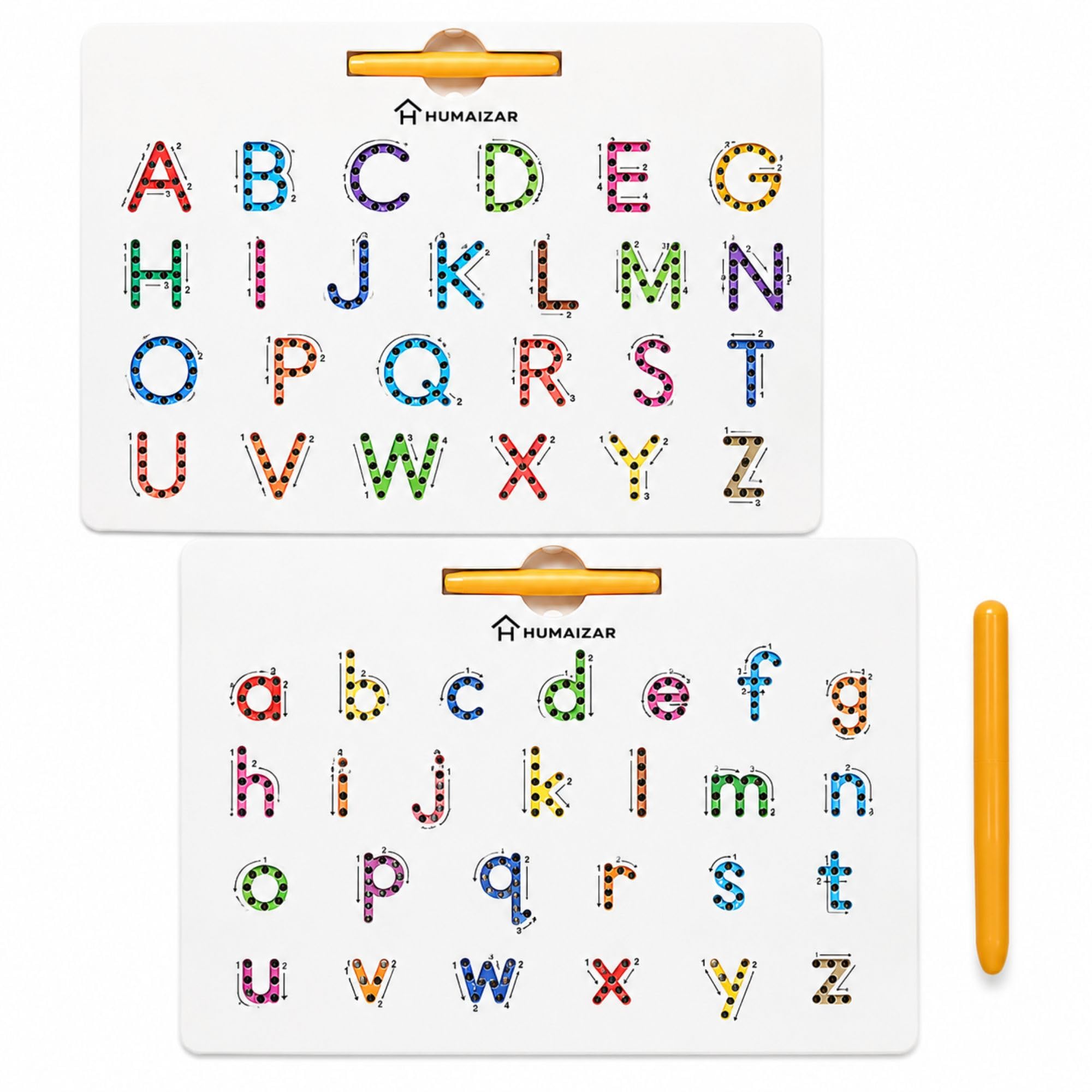HUMAIZAR Magnetic Alphabet Tracing Board, Double-Sided 2-in-1 Learning & Writing Board, STEM Toy for Toddlers, Letter & Number Tracing Board with Magnet & Stylus Pen, Montessori Educational Toy-image-30