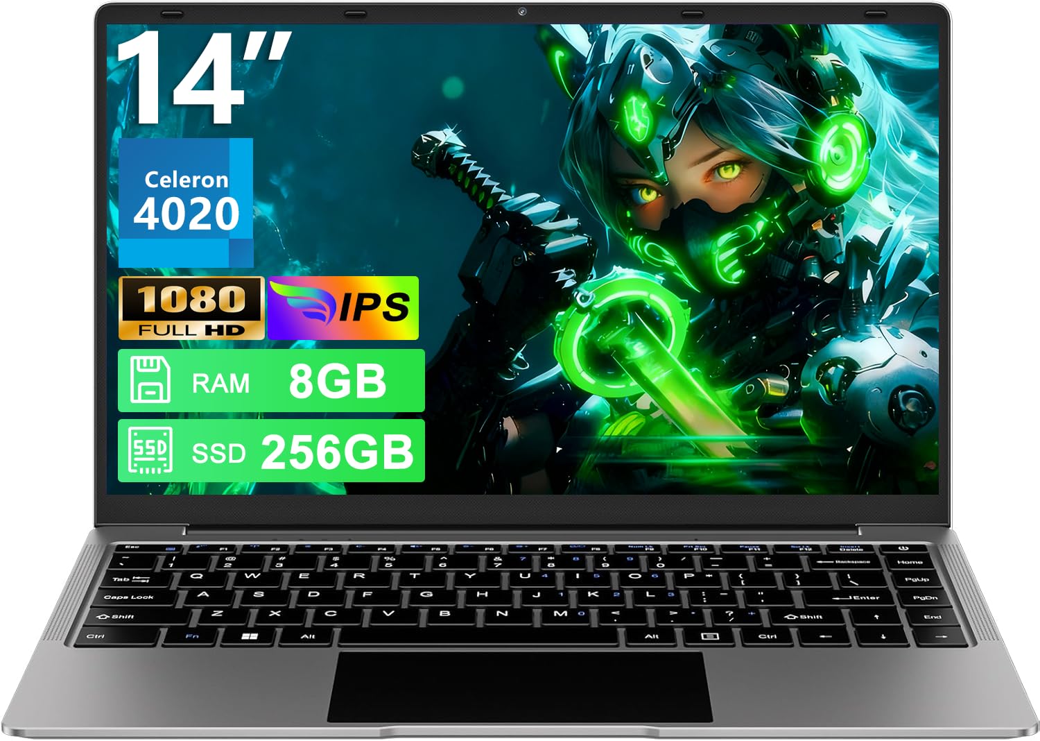 2025 14 Inch Laptop Computer Win 11 8GB+256GB SSD Up to 1TB SSD Expand Laptops Celeron N4020 Up to 2.8Ghz 1080p FHD Dual WiFi BT4.2 with Webcam Screen