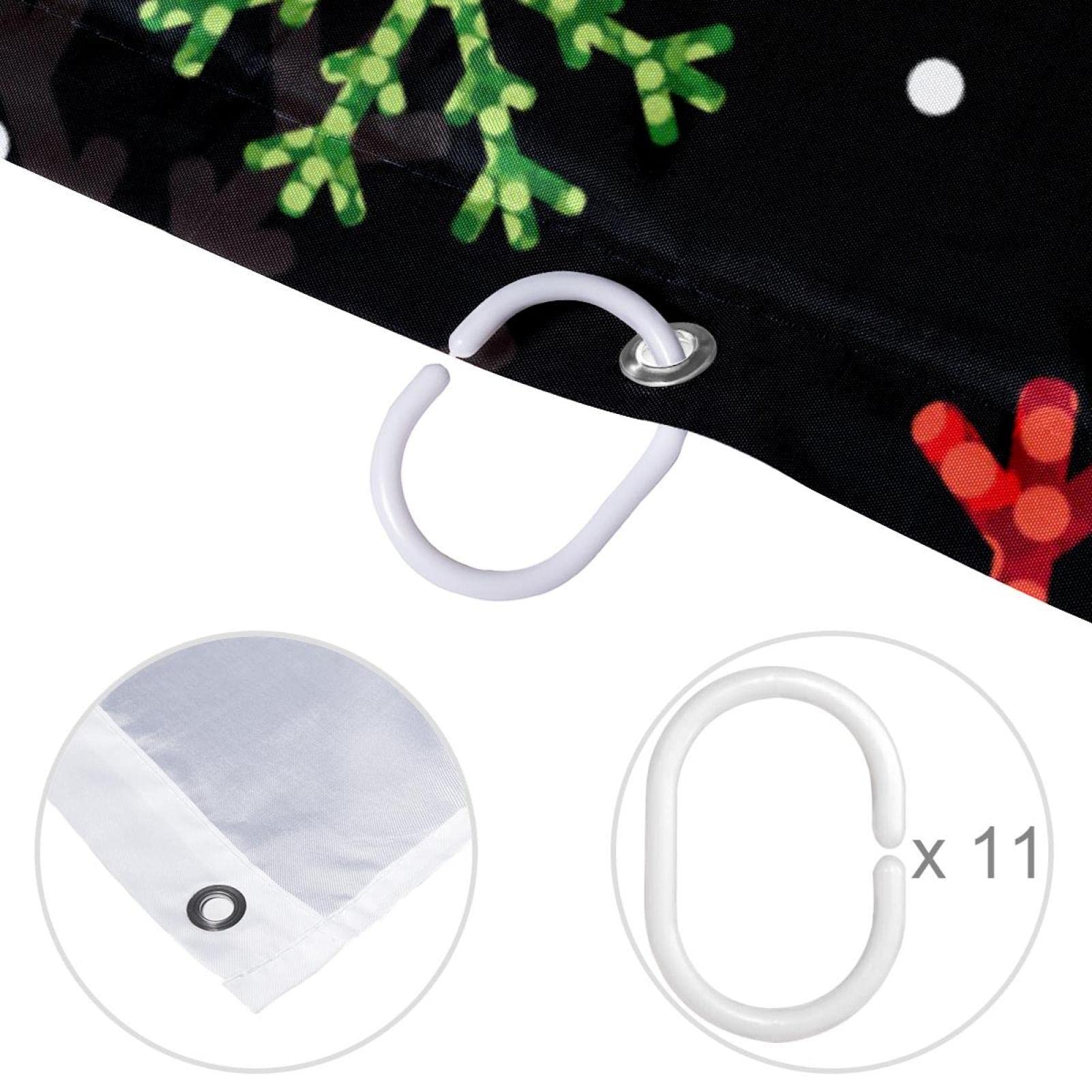 Tenda Doccia Natalizia Con Fiocchi Di Neve – 180x180 Cm In Tessuto Impermeabile Con Ganci - 3