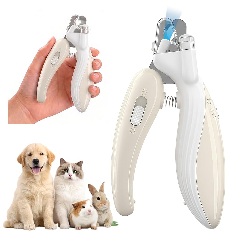 Cortador de unhas para gatos e pequenos animais com luz LED, lâminas de aço inoxidável e coletor, SHAOMABA, 1 unidade