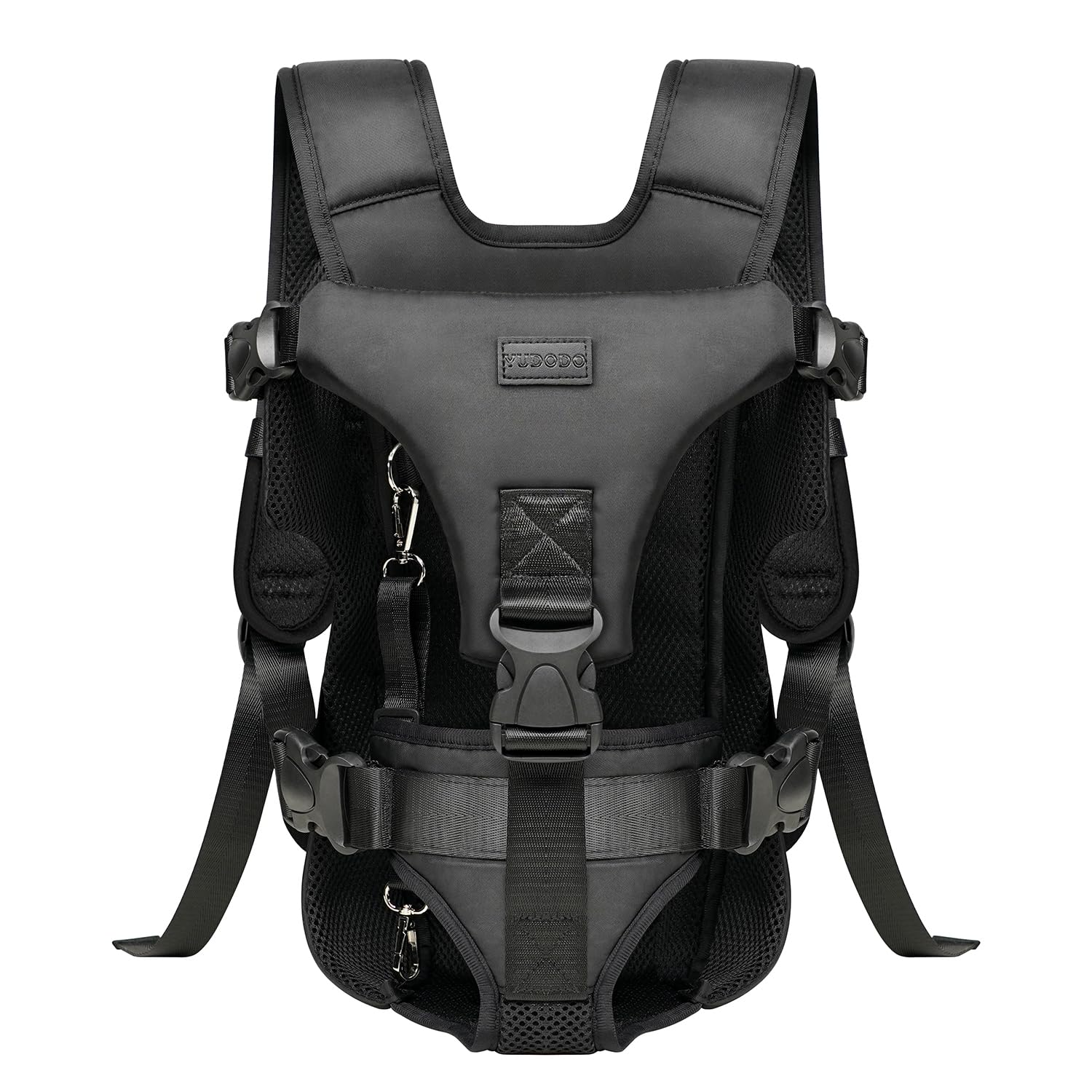 Dog Front Carrier Backpack, Legs Out Secure-Fit Pet Chest Carrier for Small Dogs (6-24 lbs), Adjustable Pet Carriers with Safety Belt, Hands Free Dog Backpack Carriers for Hiking Cycling (L, Black)