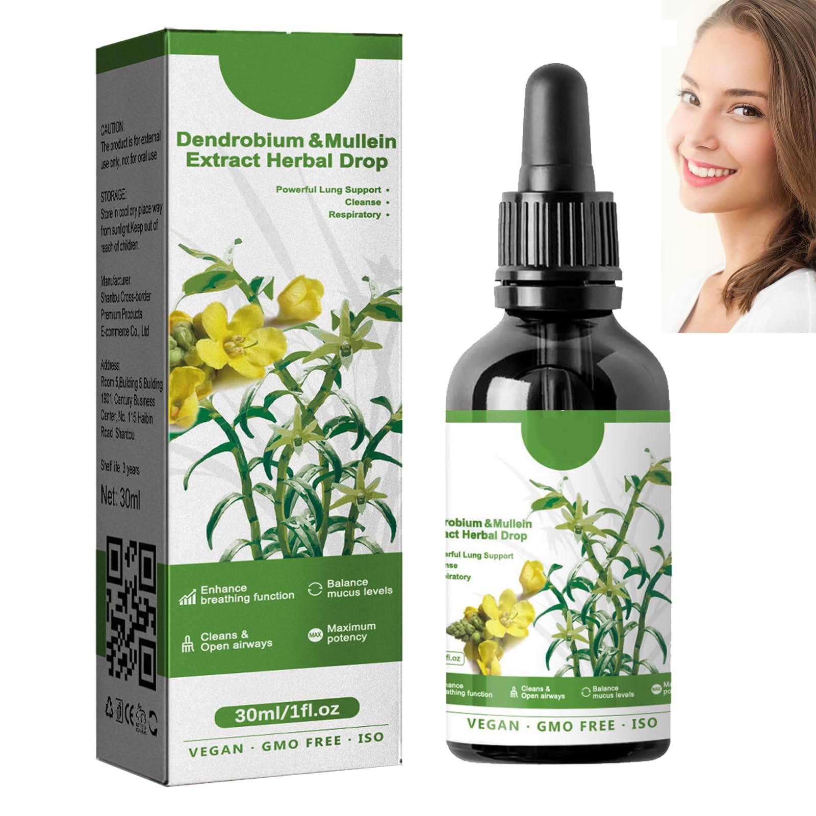 Clear Lung Drops,Powerful Lung Cleanse,Clear Lung Essence,Herbal Lung Care Essence,Natural Herbal Lung Cleanse Essence,Clearbreath Dendrobium & Mullein Extract Drops,Sublingual for Fast Absorption