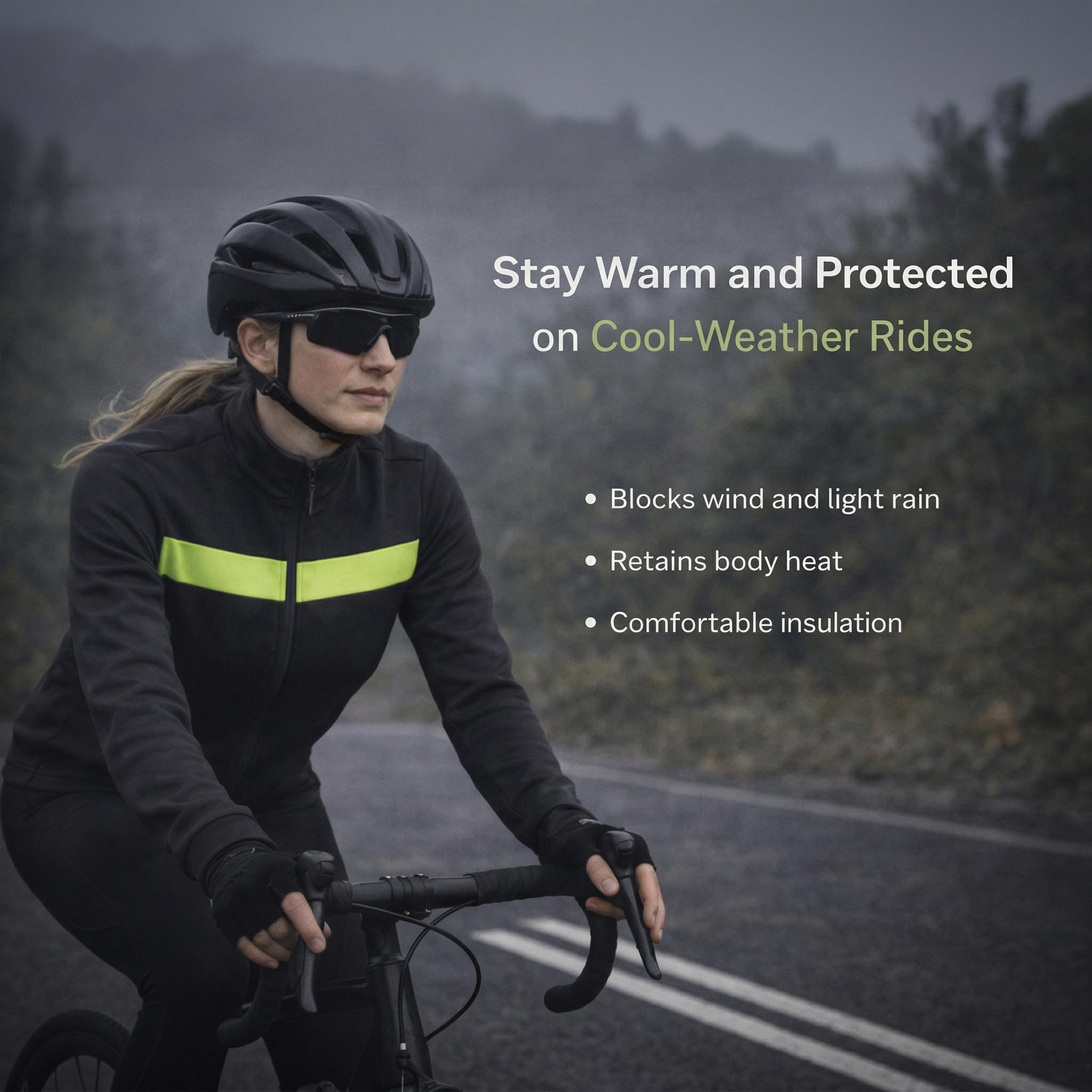 Przewalski Radtrikot Damen, Thermo Fahrradbekleidung Damen mit 3 Rückentaschen für Straße und Bergfahrten