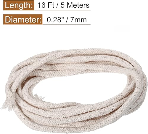 Miniatura 8 de MECCANIXITY Mecha de lámpara de aceite de algodón, 0.236 in de diámetro, 32.8 ft y 32 pies para iluminación de lámpara de alcohol, color blanco