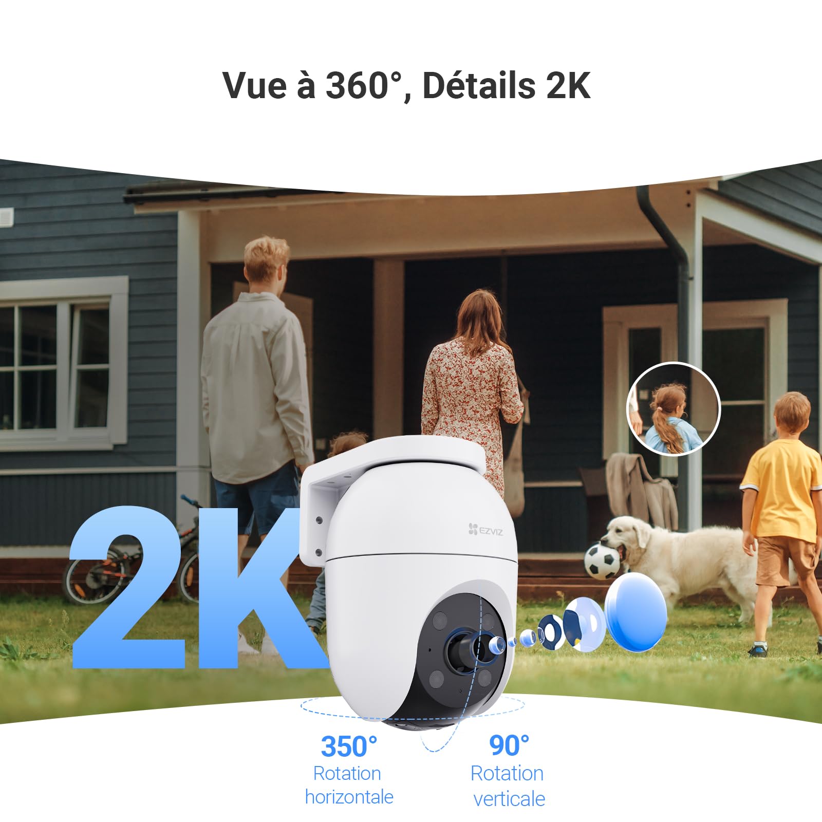 EZVIZ 2K Caméra de Surveillance Extérieur Wi-FI à 360° C8c 3MP
