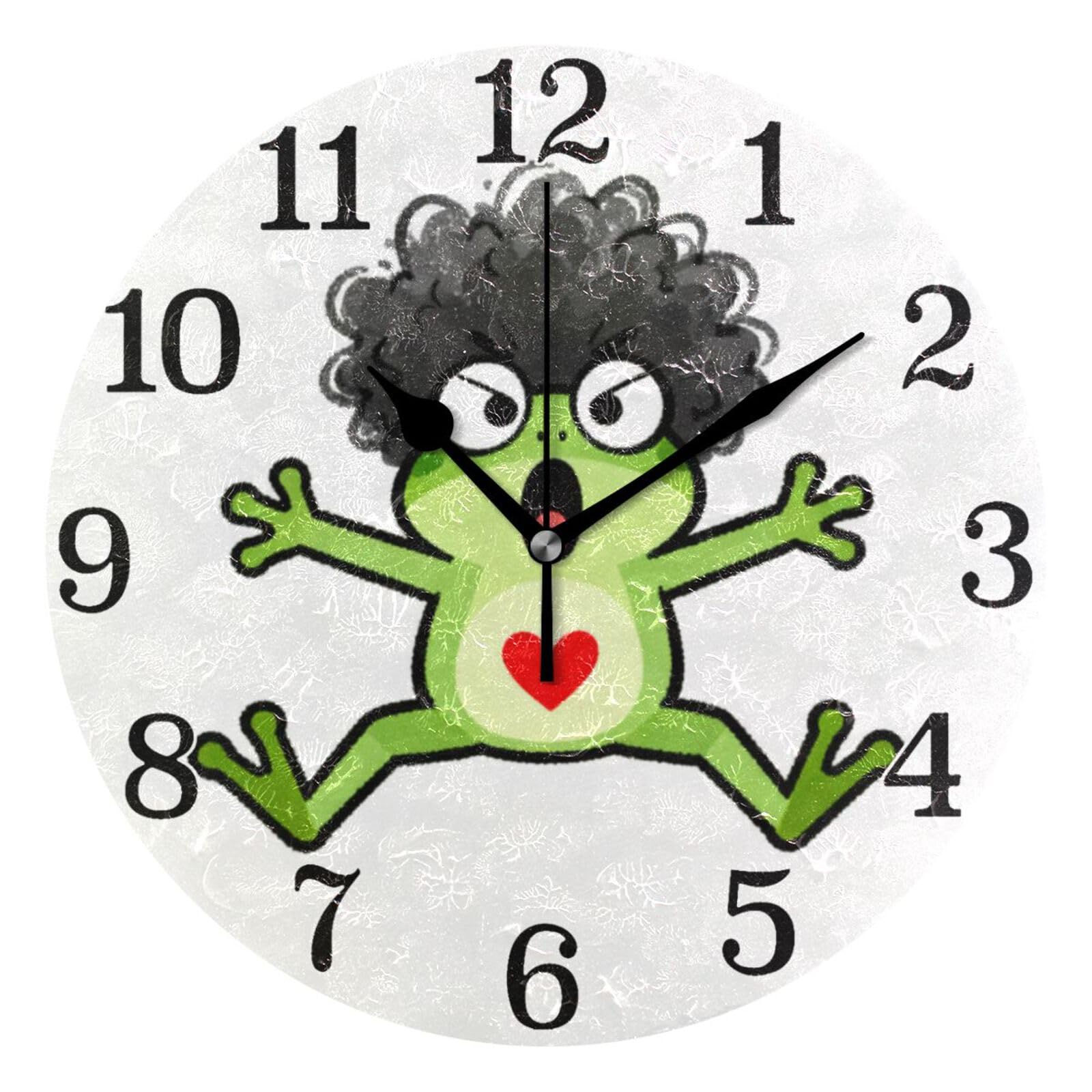 Horloge murale sans tic-tac grenouille verte silencieuse pour un sommeil paisible