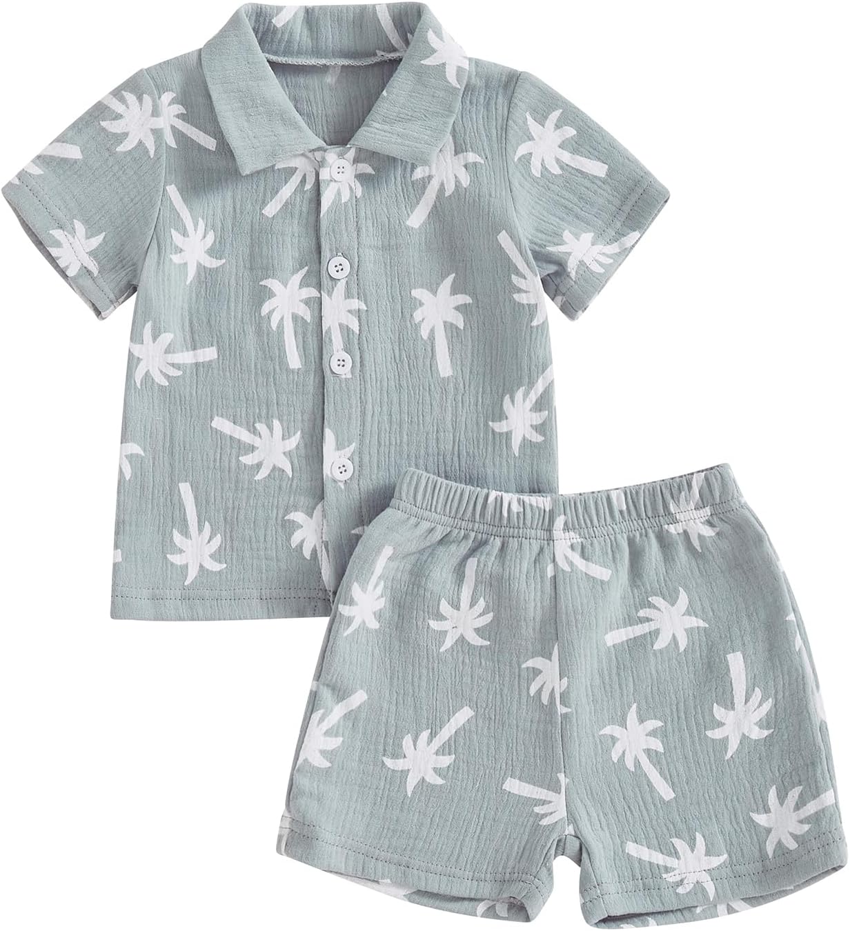 Baby Boys Clothes Set Toddler Infant Boys Button-down Shirt Tops + Cotton Gauze Shorts Summer Outfit 2PCS with Pockets