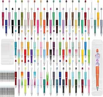 Scettar 240 Pcs DIY Beaded Pens, 80 Colors Beadable Pens Bulk DIY Crafting Pen with Black Colors Refills & Bags for Students Teens Teachers Office School Supplies