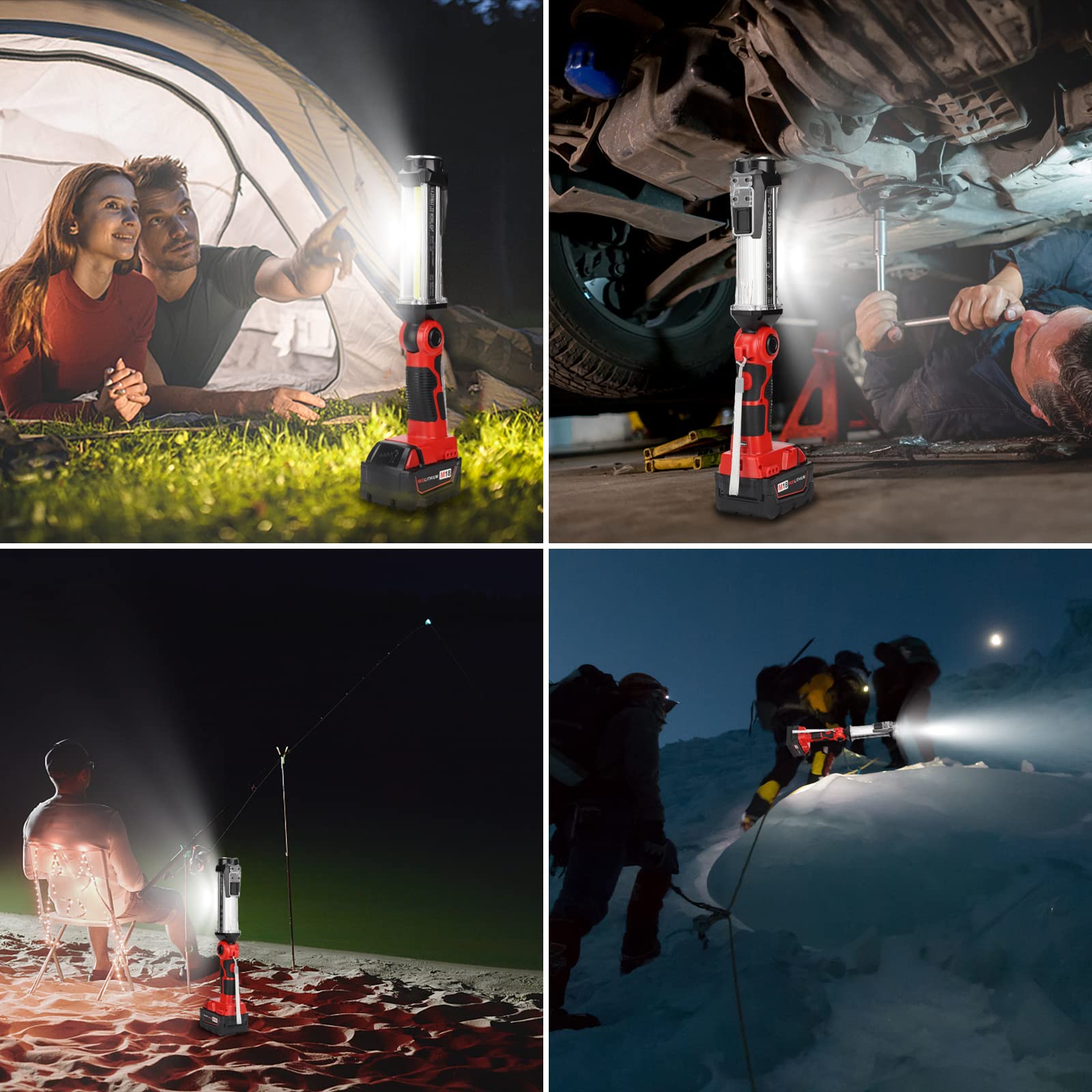 4200LM LED-Akku-Lampe kompatibel mit Milwaukee M18 Lithium-Akku, 18v Arbeitslicht für Camping
