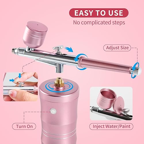 Miniatura 2 de Kit de aerógrafo compresor de aerógrafo inalámbrico recargable, kit de pistola de aerógrafo automático inalámbrico portátil para peluquería, arte de
