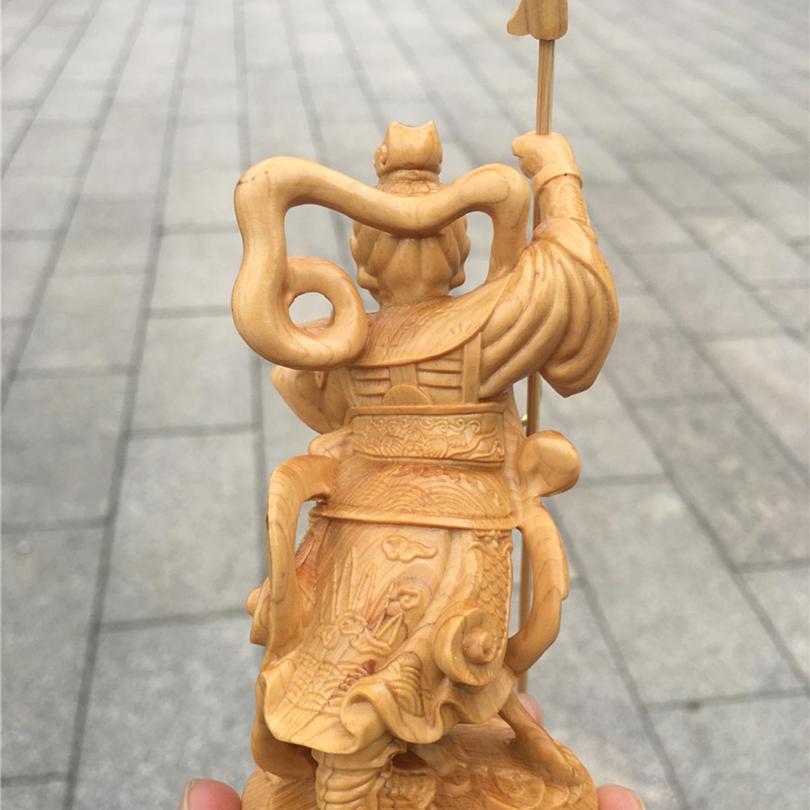 Estatua de Buda de boj Escultura china Feng Shui Estatua de Buda tallada a mano (B)