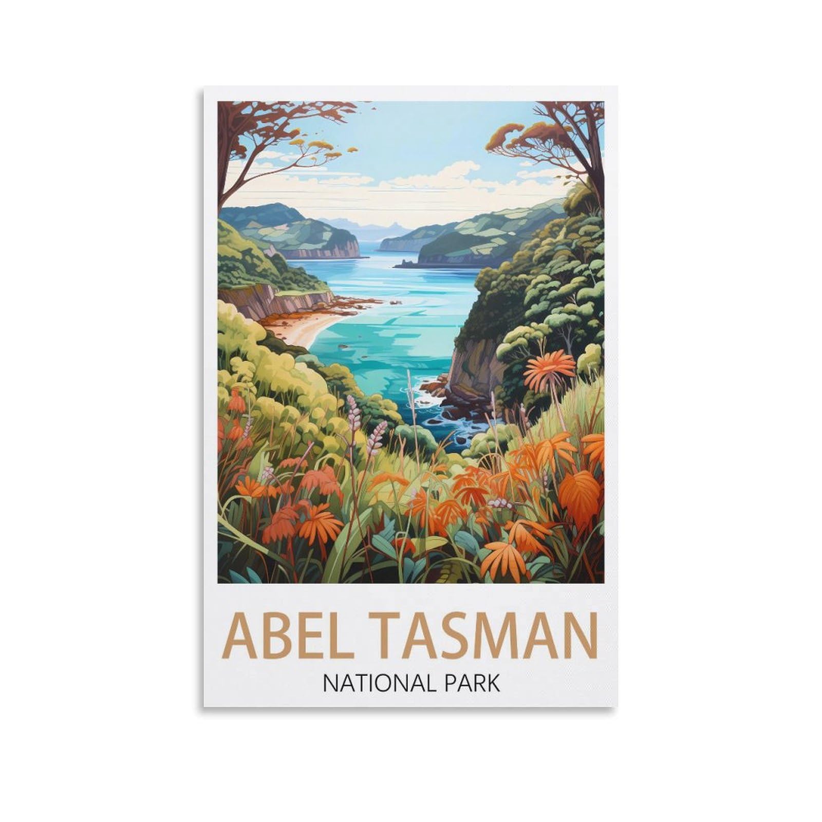 Abel Tasman National Park Vintage Travel Poster 12x18inch(30x45cm) Canvas Wall Art Posters for Living Room Decor Paintings for Home Decor